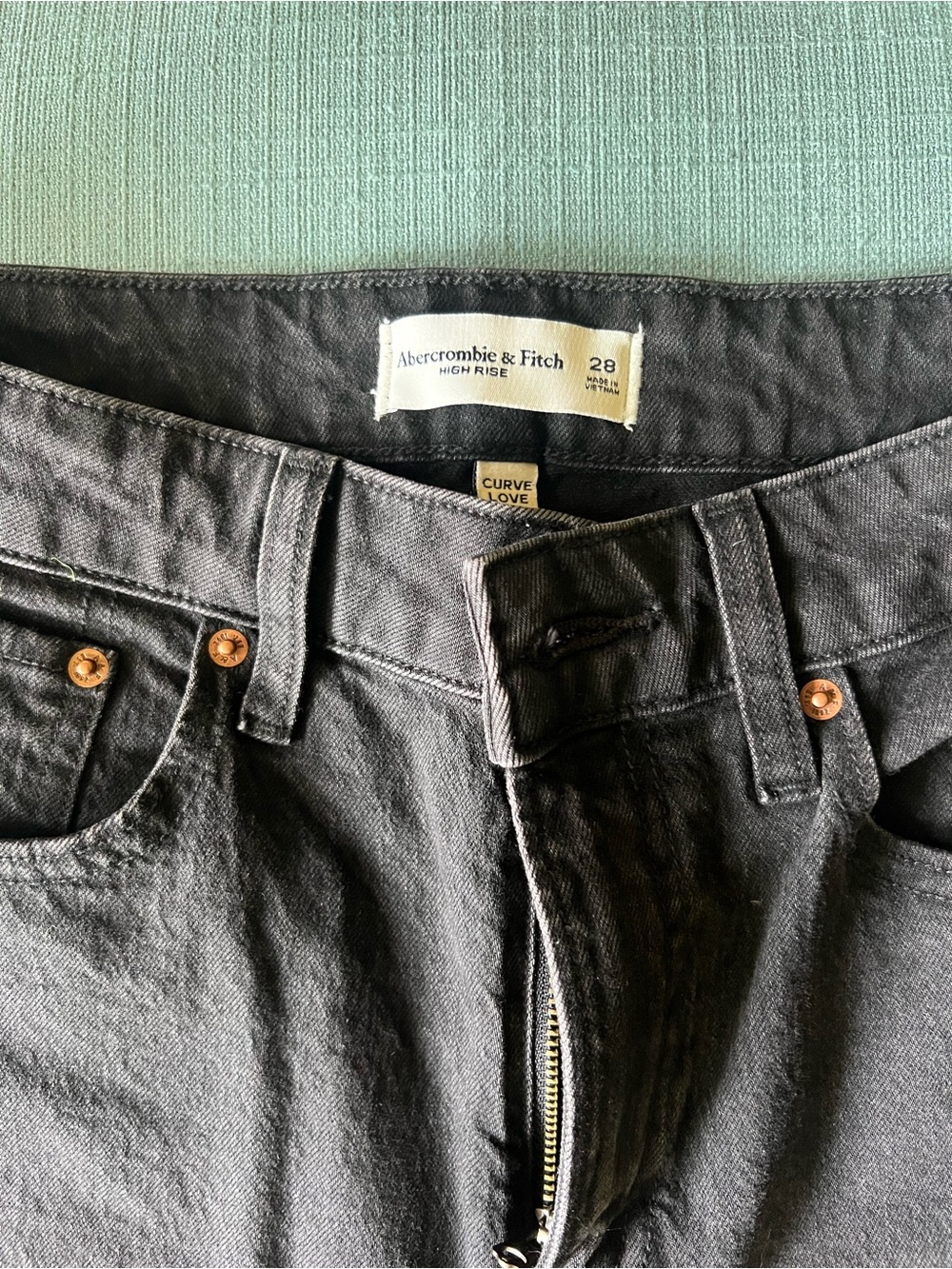 Abercrombie & Fitch Black High-Rise Straight-Leg Jeans - Picture 4 of 4